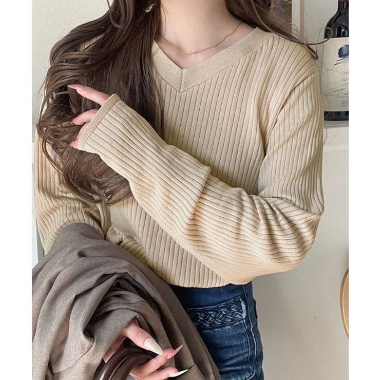 デコルテ美人。着映えVネックシンプルリブニット（長袖） | Classical Elf  | 詳細画像50 