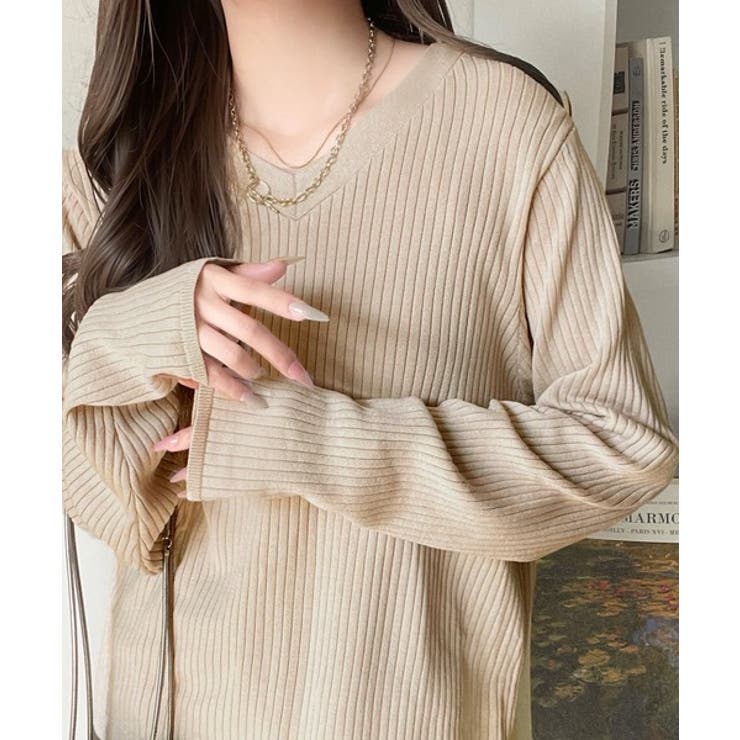 デコルテ美人。着映えVネックシンプルリブニット（長袖） | Classical Elf  | 詳細画像53 
