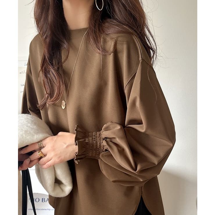 ブラウン | シーズンを彩るニュアンスカラー。キャンディスリーブカットジョーゼットブラウス | Classical Elf 