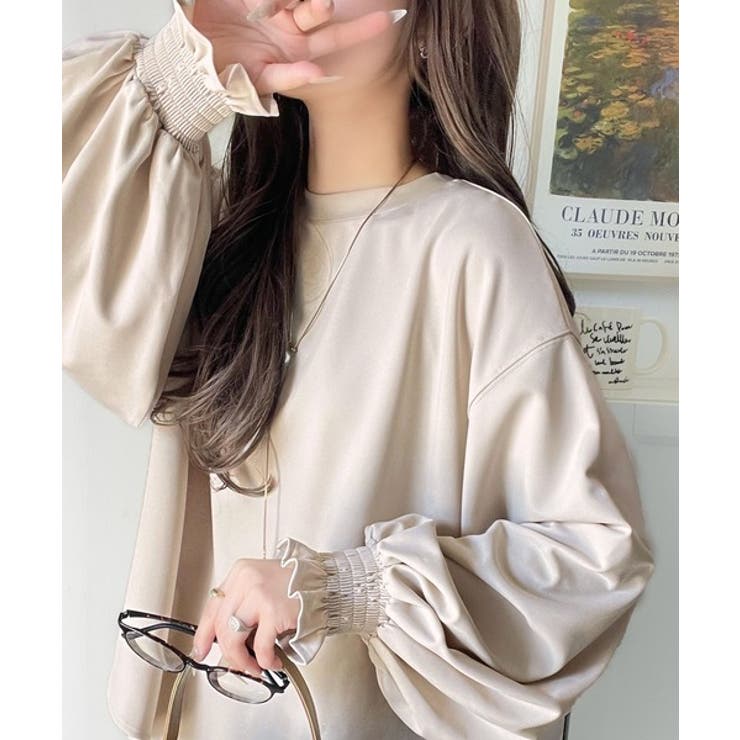 ライトベージュ | シーズンを彩るニュアンスカラー。キャンディスリーブカットジョーゼットブラウス | Classical Elf 