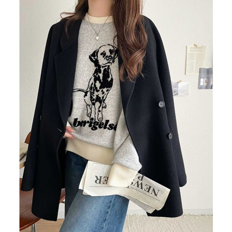 着心地抜群！大人かわいいスタイルに♪ダブルジャガード配色ダルメシアン柄ニット | Classical Elf  | 詳細画像5 