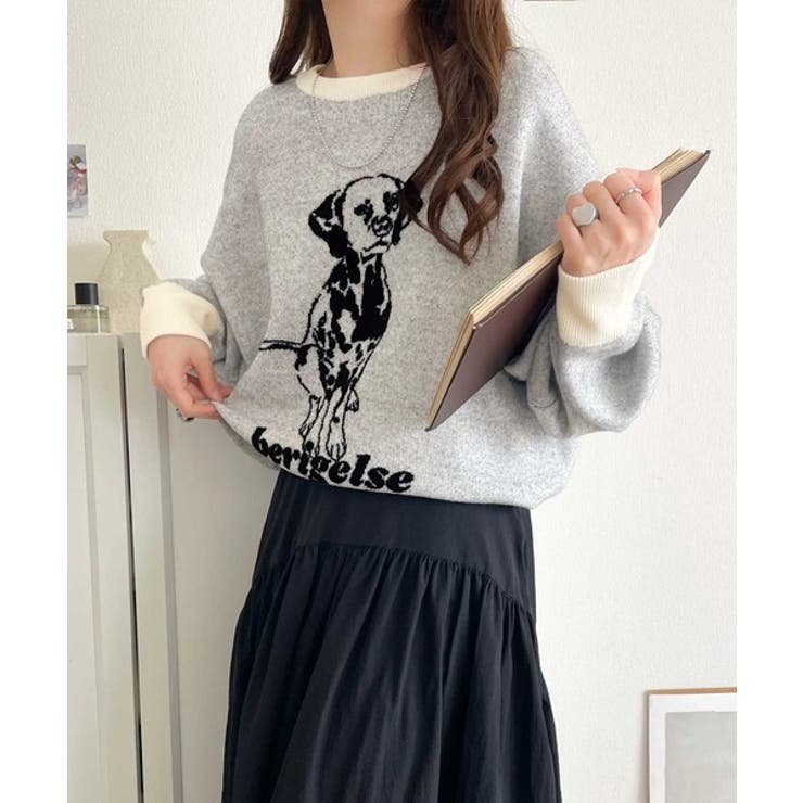 着心地抜群！大人かわいいスタイルに♪ダブルジャガード配色ダルメシアン柄ニット | Classical Elf  | 詳細画像6 