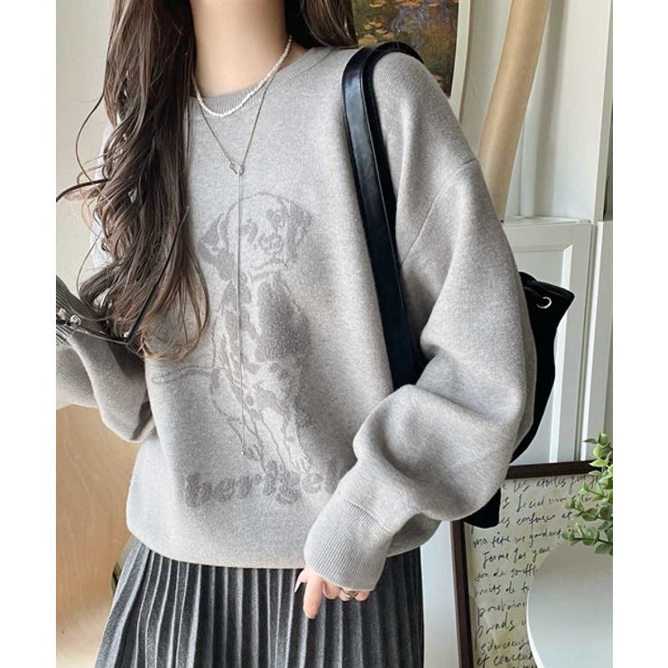 着心地抜群！大人かわいいスタイルに♪ダブルジャガード配色ダルメシアン柄ニット | Classical Elf  | 詳細画像9 