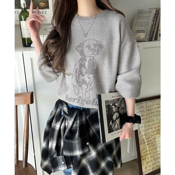 着心地抜群！大人かわいいスタイルに♪ダブルジャガード配色ダルメシアン柄ニット | Classical Elf  | 詳細画像12 