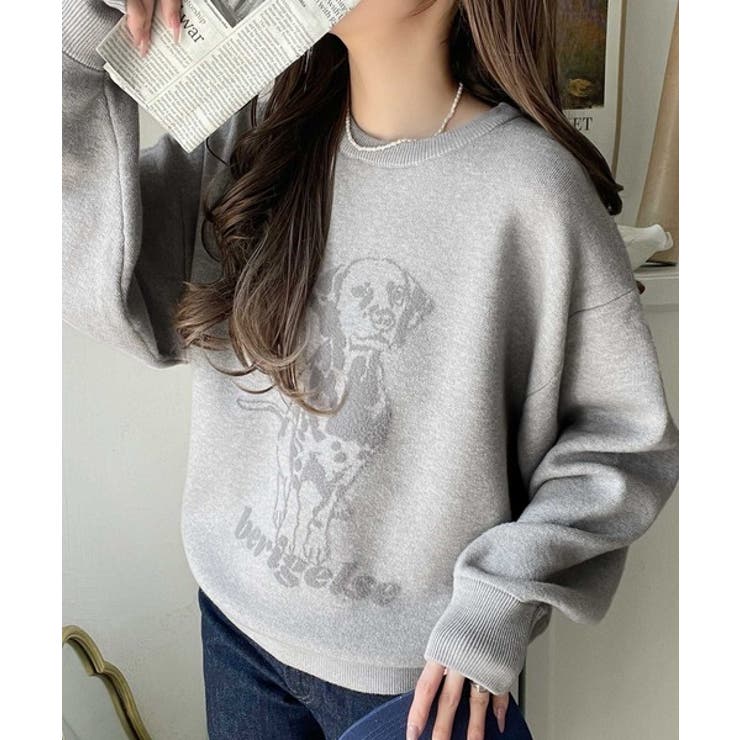 着心地抜群！大人かわいいスタイルに♪ダブルジャガード配色ダルメシアン柄ニット | Classical Elf  | 詳細画像13 