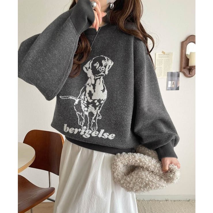 着心地抜群！大人かわいいスタイルに♪ダブルジャガード配色ダルメシアン柄ニット | Classical Elf  | 詳細画像16 