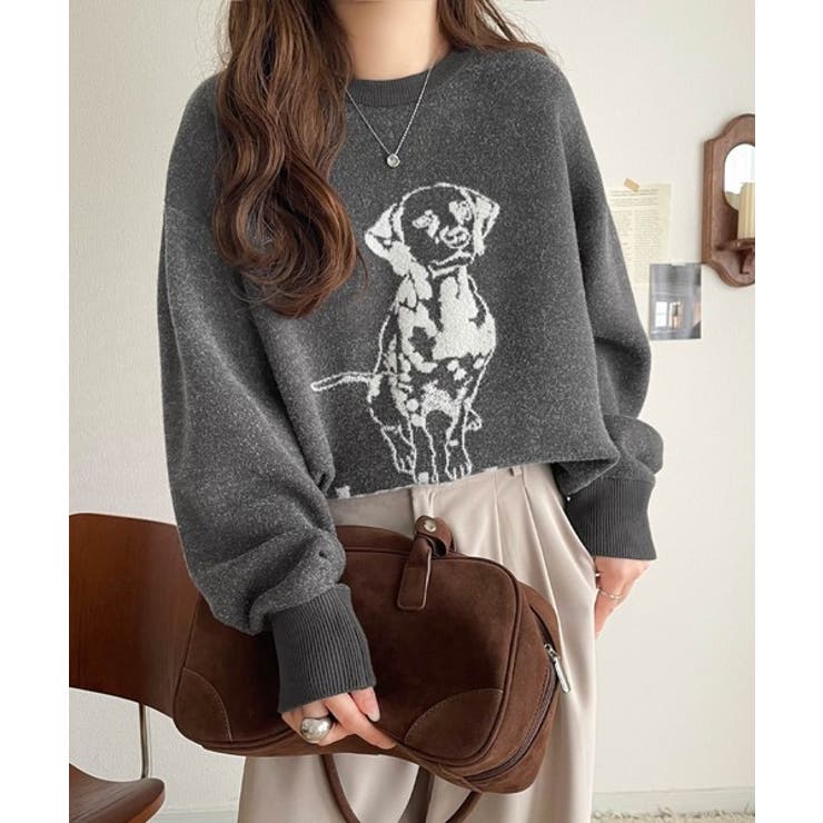 着心地抜群！大人かわいいスタイルに♪ダブルジャガード配色ダルメシアン柄ニット | Classical Elf  | 詳細画像17 