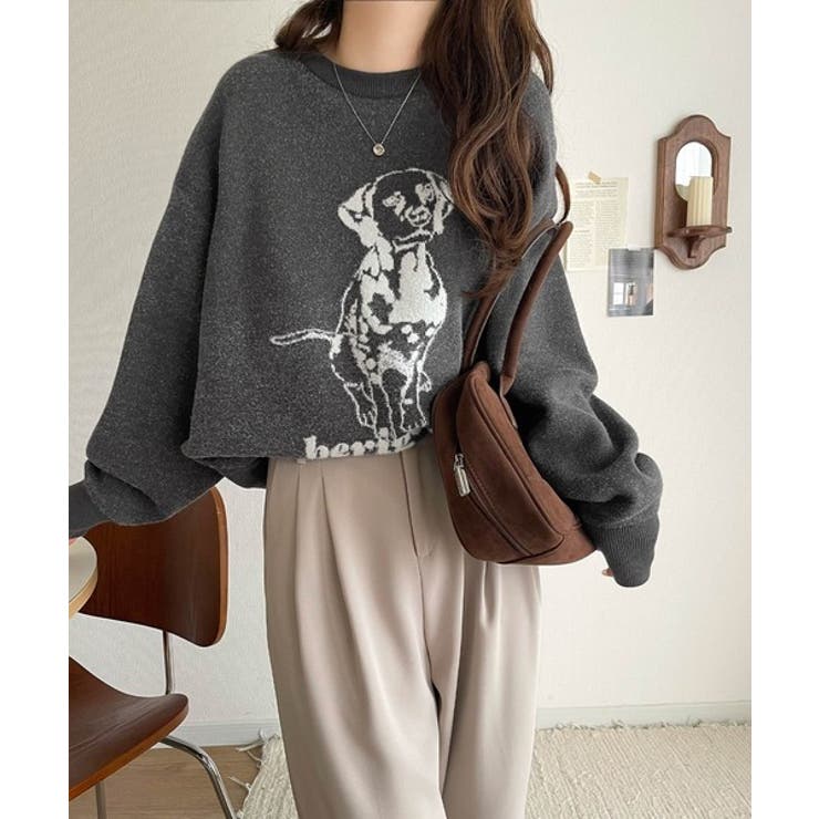 着心地抜群！大人かわいいスタイルに♪ダブルジャガード配色ダルメシアン柄ニット | Classical Elf  | 詳細画像18 