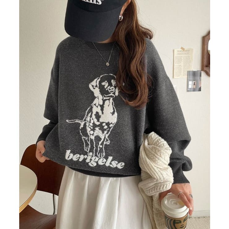 着心地抜群！大人かわいいスタイルに♪ダブルジャガード配色ダルメシアン柄ニット | Classical Elf  | 詳細画像21 