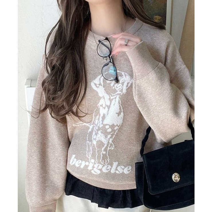 着心地抜群！大人かわいいスタイルに♪ダブルジャガード配色ダルメシアン柄ニット | Classical Elf  | 詳細画像25 