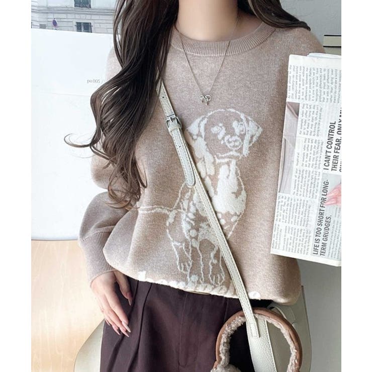 着心地抜群！大人かわいいスタイルに♪ダブルジャガード配色ダルメシアン柄ニット | Classical Elf  | 詳細画像28 