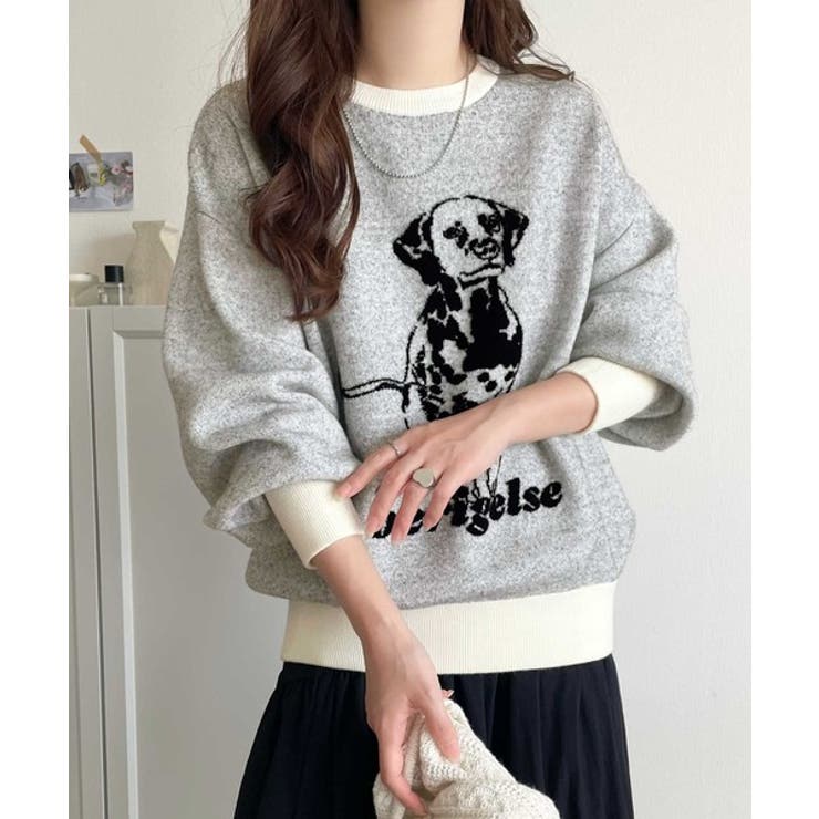 着心地抜群！大人かわいいスタイルに♪ダブルジャガード配色ダルメシアン柄ニット | Classical Elf  | 詳細画像3 