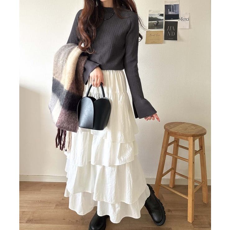 袖にキュン♪大人女子の旬顔トップス。ランダムリブ袖フレアモックネックプルオーバー… | Classical Elf  | 詳細画像23 