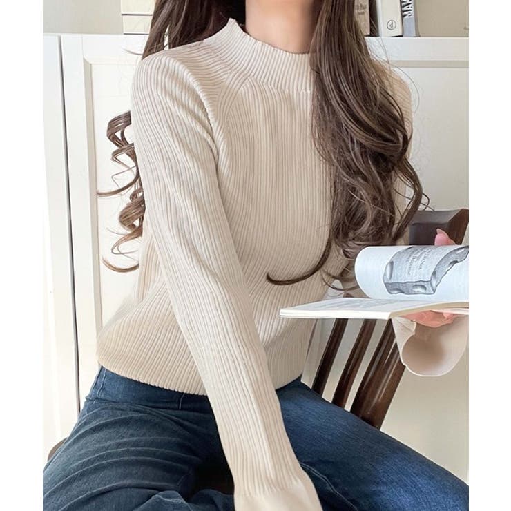 袖にキュン♪大人女子の旬顔トップス。ランダムリブ袖フレアモックネックプルオーバー… | Classical Elf  | 詳細画像36 