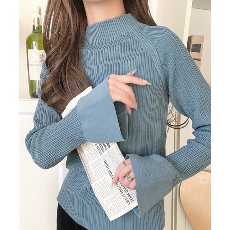 袖にキュン♪大人女子の旬顔トップス。ランダムリブ袖フレアモックネックプルオーバー… | Classical Elf  | 詳細画像41 