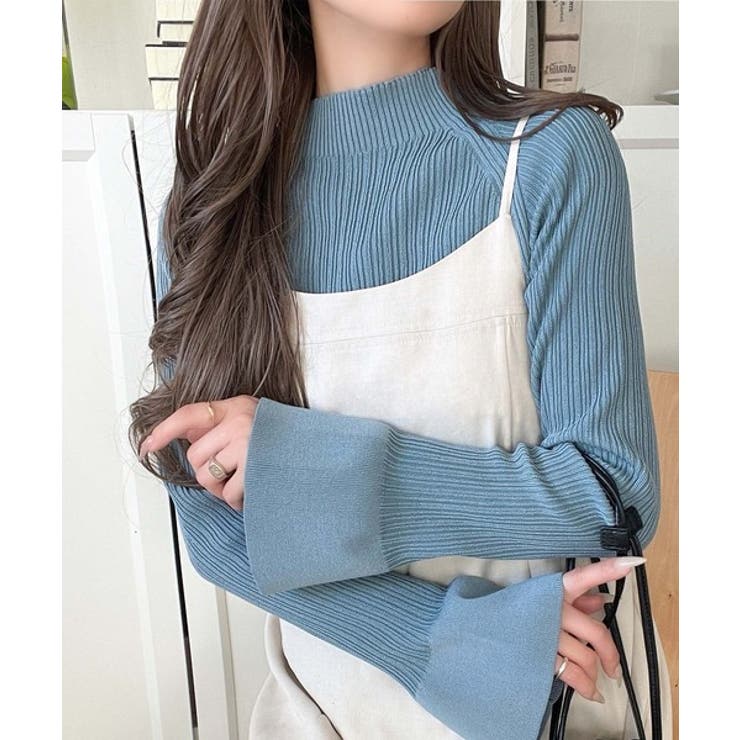 袖にキュン♪大人女子の旬顔トップス。ランダムリブ袖フレアモックネックプルオーバー… | Classical Elf  | 詳細画像42 