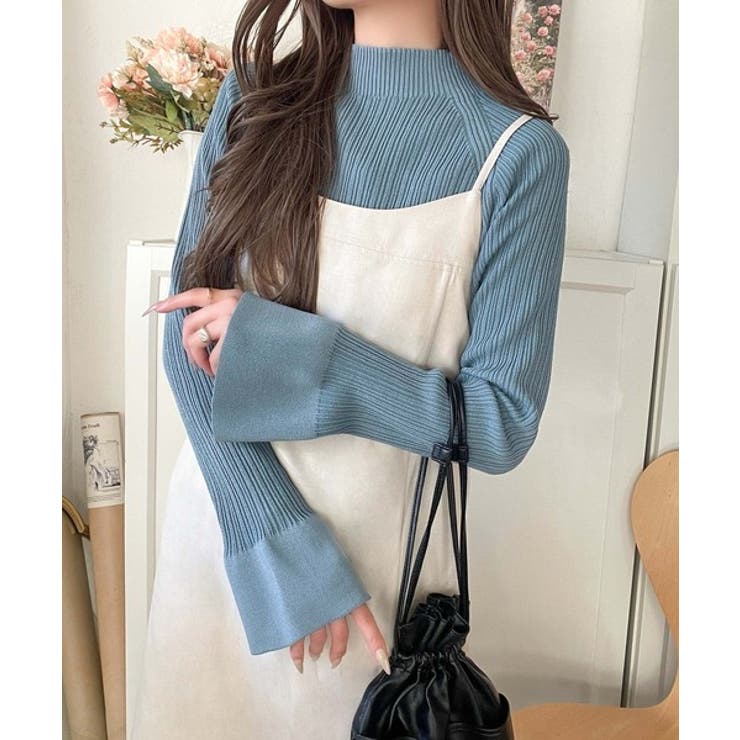 袖にキュン♪大人女子の旬顔トップス。ランダムリブ袖フレアモックネックプルオーバー… | Classical Elf  | 詳細画像44 