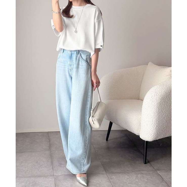 袖きらり、きちんと魅せる。ゴールドボタン使い袖タックミラノリブトップス（半袖） | Classical Elf  | 詳細画像11 