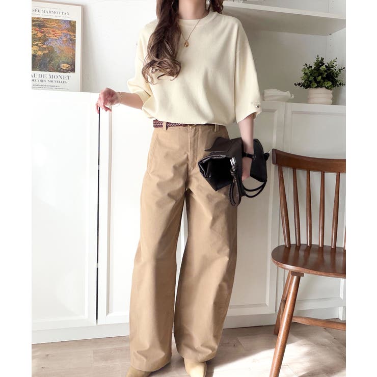 袖きらり、きちんと魅せる。ゴールドボタン使い袖タックミラノリブトップス（半袖） | Classical Elf  | 詳細画像32 