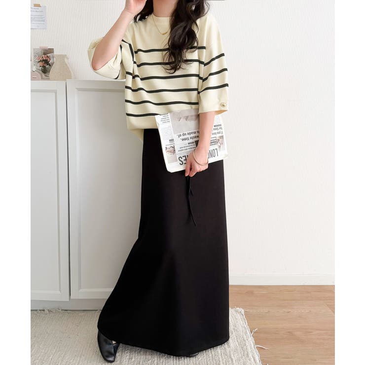 袖きらり、きちんと魅せる。ゴールドボタン使い袖タックミラノリブトップス（半袖） | Classical Elf  | 詳細画像41 