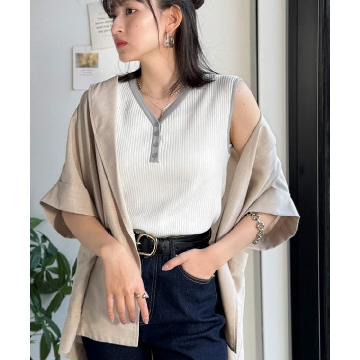 着回し力抜群！ストレッチが効いた前後2Way配色ニットリブタンク | Classical Elf  | 詳細画像7 