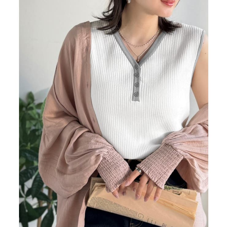 着回し力抜群！ストレッチが効いた前後2Way配色ニットリブタンク | Classical Elf  | 詳細画像8 