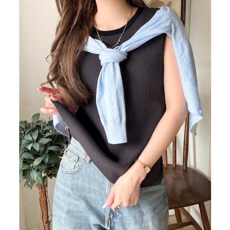 着回し力抜群！ストレッチが効いた前後2Way配色ニットリブタンク | Classical Elf  | 詳細画像18 