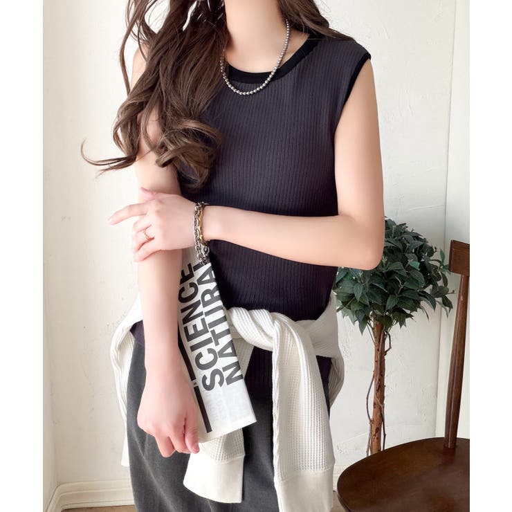 着回し力抜群！ストレッチが効いた前後2Way配色ニットリブタンク | Classical Elf  | 詳細画像20 