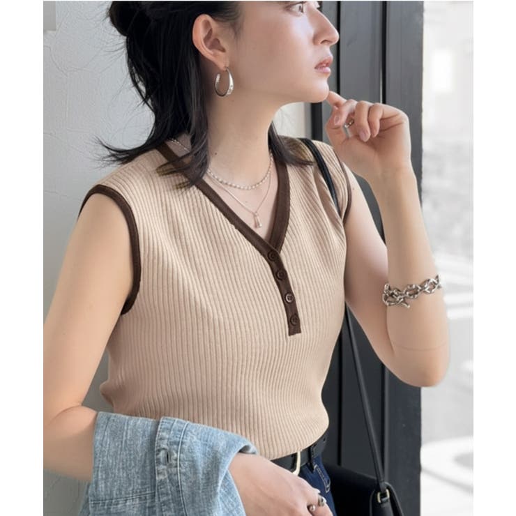 着回し力抜群！ストレッチが効いた前後2Way配色ニットリブタンク | Classical Elf  | 詳細画像21 