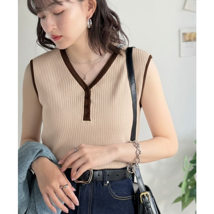 着回し力抜群！ストレッチが効いた前後2Way配色ニットリブタンク | Classical Elf  | 詳細画像22 