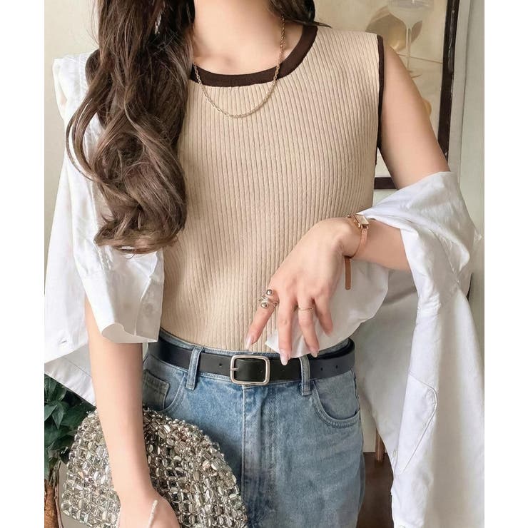 着回し力抜群！ストレッチが効いた前後2Way配色ニットリブタンク | Classical Elf  | 詳細画像23 