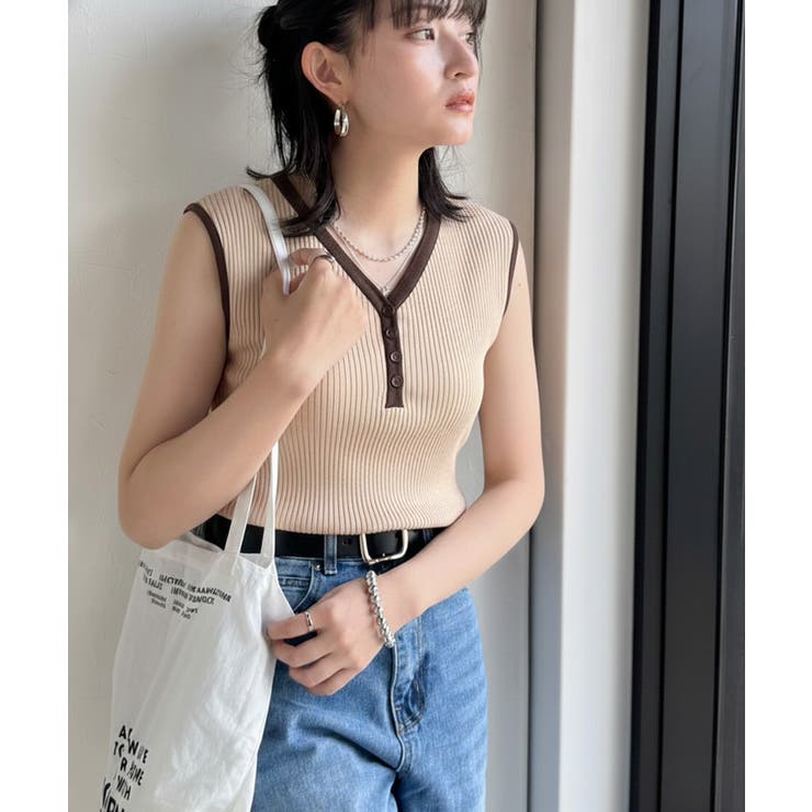 着回し力抜群！ストレッチが効いた前後2Way配色ニットリブタンク | Classical Elf  | 詳細画像27 