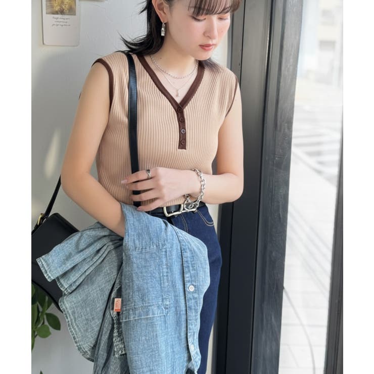 着回し力抜群！ストレッチが効いた前後2Way配色ニットリブタンク | Classical Elf  | 詳細画像28 