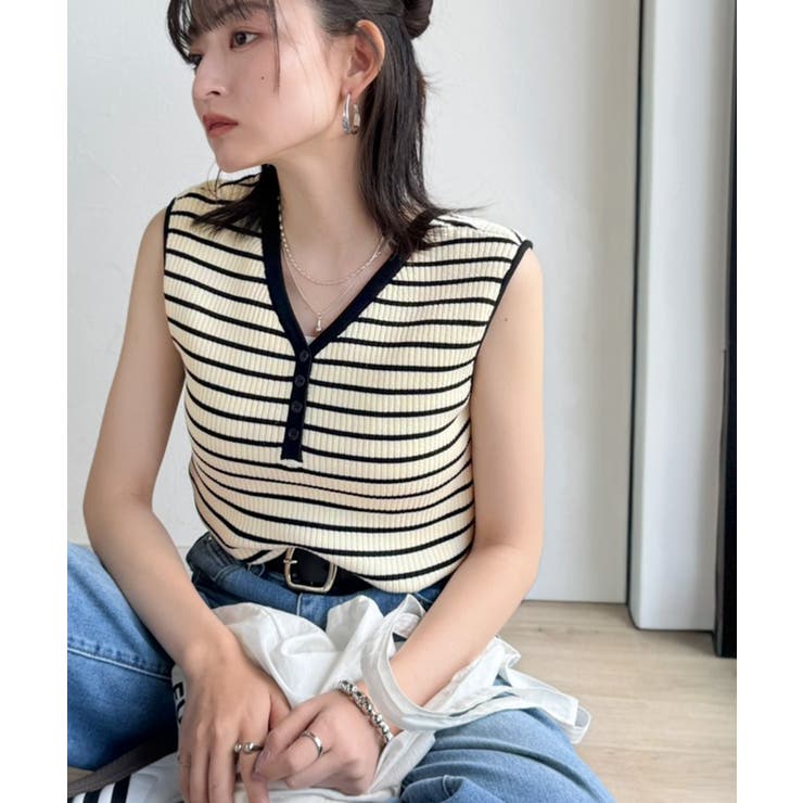 着回し力抜群！ストレッチが効いた前後2Way配色ニットリブタンク | Classical Elf  | 詳細画像32 