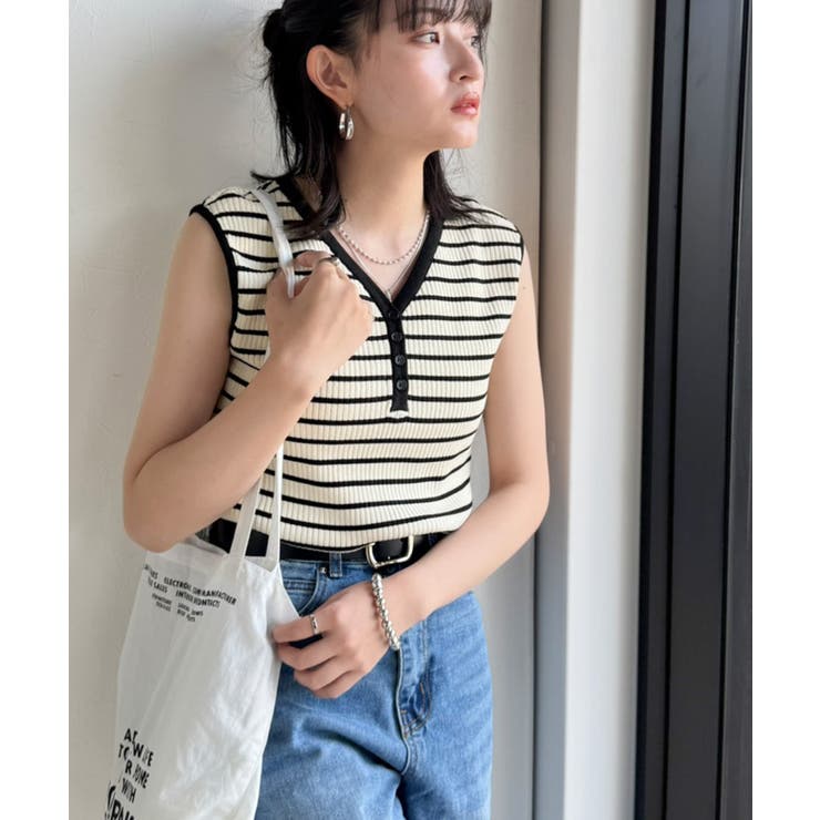 着回し力抜群！ストレッチが効いた前後2Way配色ニットリブタンク | Classical Elf  | 詳細画像35 