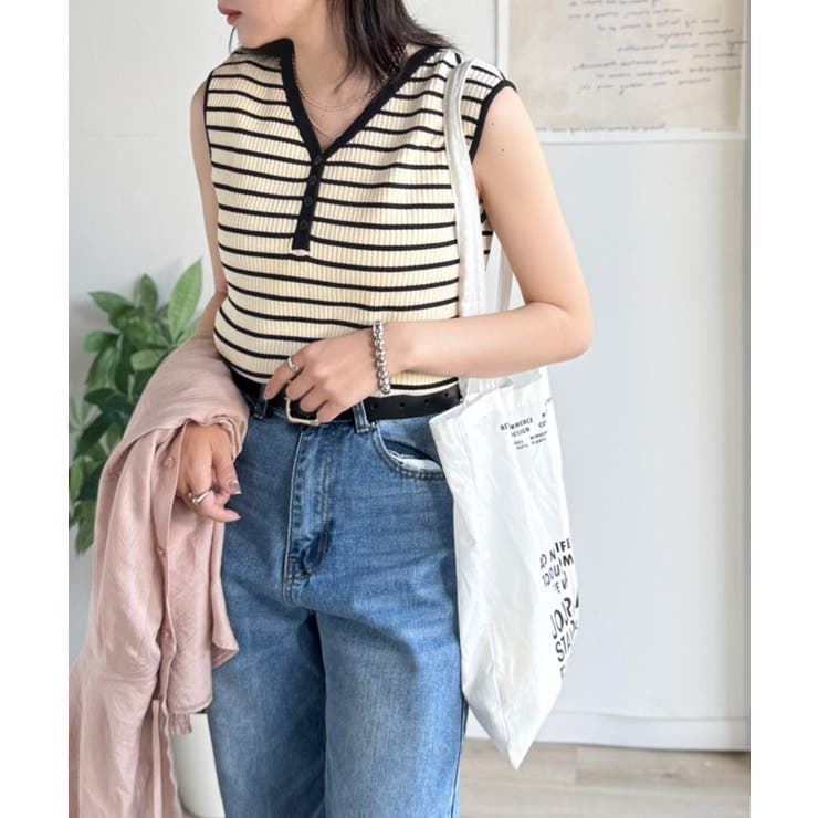 着回し力抜群！ストレッチが効いた前後2Way配色ニットリブタンク | Classical Elf  | 詳細画像36 