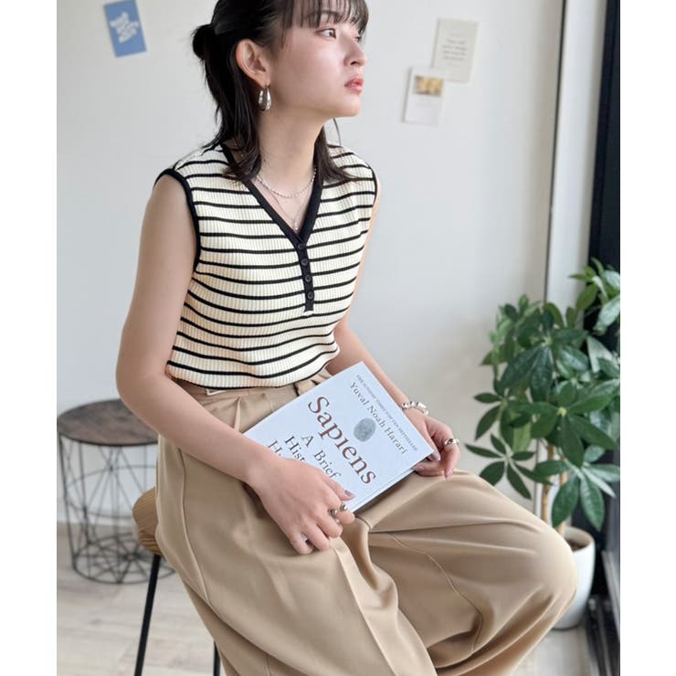 着回し力抜群！ストレッチが効いた前後2Way配色ニットリブタンク | Classical Elf  | 詳細画像38 