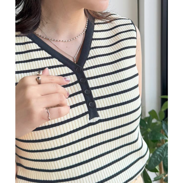 着回し力抜群！ストレッチが効いた前後2Way配色ニットリブタンク | Classical Elf  | 詳細画像40 