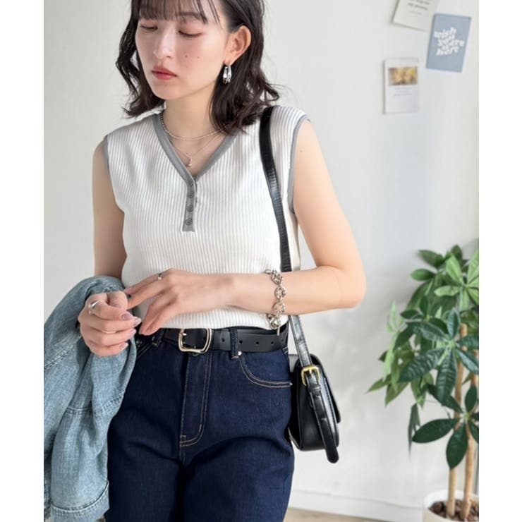 着回し力抜群！ストレッチが効いた前後2Way配色ニットリブタンク | Classical Elf  | 詳細画像5 