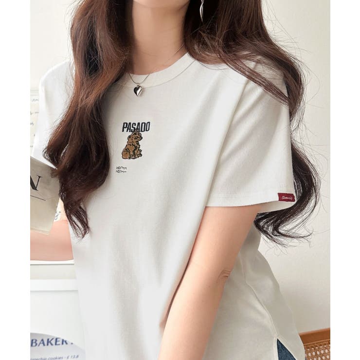 オフホワイト×Bクマ | 可愛いだけとは言わせない！刺繍コンパクトフライスTシャツアニマルシリーズ（半袖） | Classical Elf 