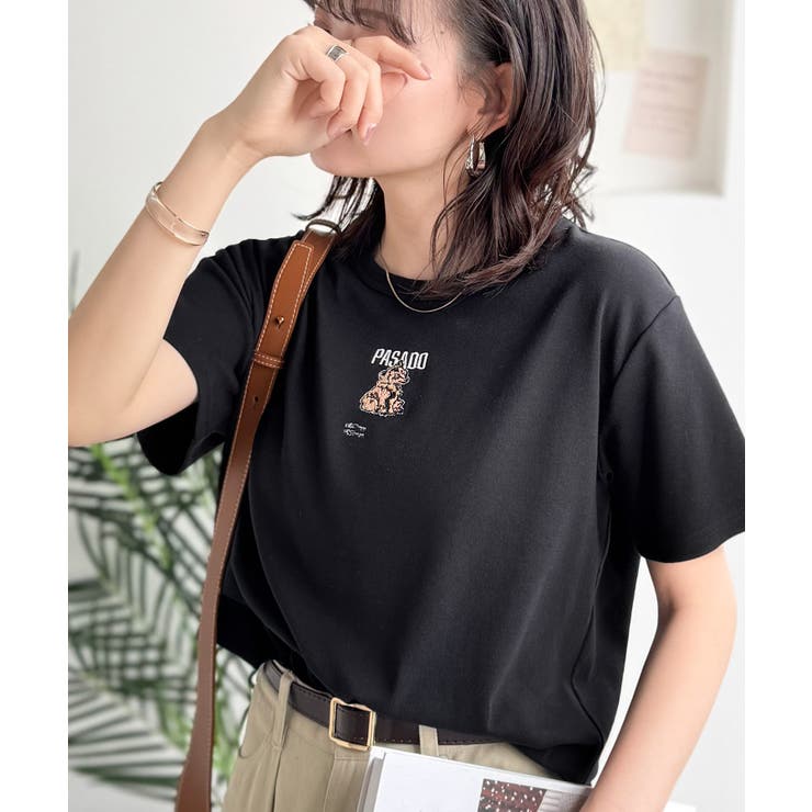 ブラック×Bクマ | 可愛いだけとは言わせない！刺繍コンパクトフライスTシャツアニマルシリーズ（半袖） | Classical Elf 