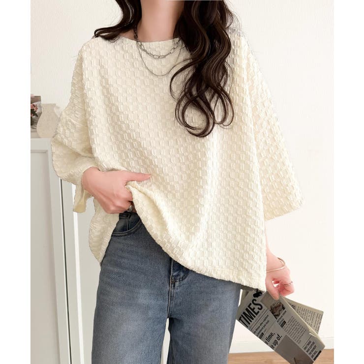 凹凸がコーデを上品に彩る♪前後差フクレジャガードドロストプルオーバー (半袖) | Classical Elf  | 詳細画像6 