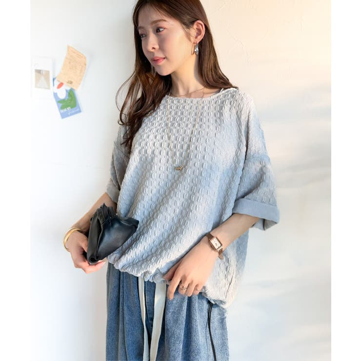 凹凸がコーデを上品に彩る♪前後差フクレジャガードドロストプルオーバー (半袖) | Classical Elf  | 詳細画像20 