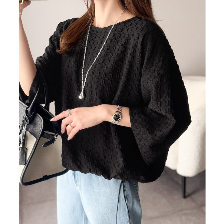 凹凸がコーデを上品に彩る♪前後差フクレジャガードドロストプルオーバー (半袖) | Classical Elf  | 詳細画像37 