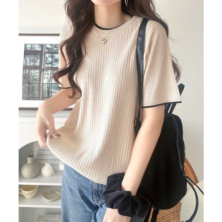 遊び心くすぐる、大人のプチ配色。袖先配色リブニット(半袖) | Classical Elf  | 詳細画像10 