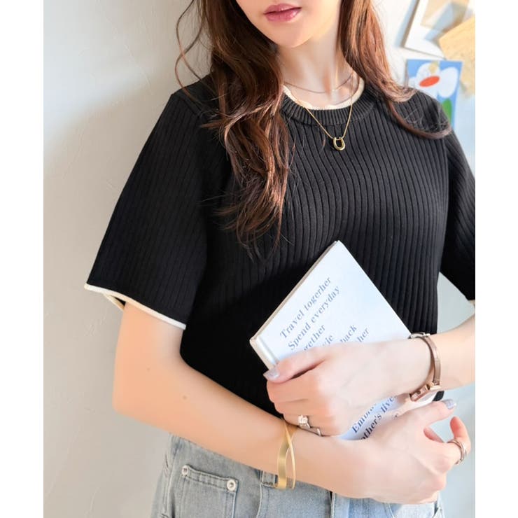 遊び心くすぐる、大人のプチ配色。袖先配色リブニット(半袖) | Classical Elf  | 詳細画像13 