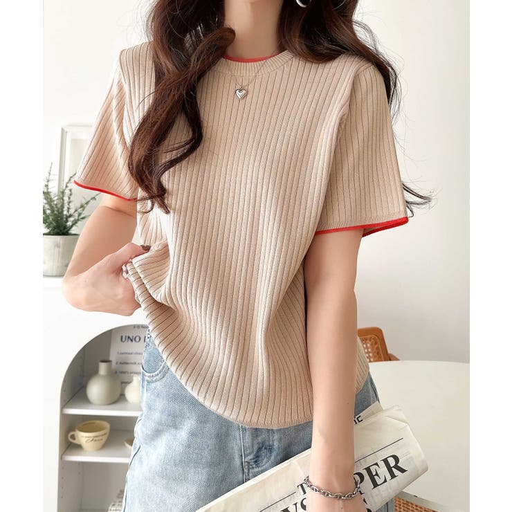 遊び心くすぐる、大人のプチ配色。袖先配色リブニット(半袖) | Classical Elf  | 詳細画像21 