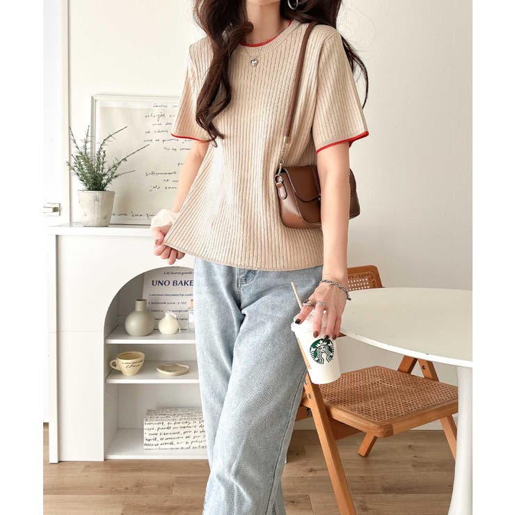 遊び心くすぐる、大人のプチ配色。袖先配色リブニット(半袖) | Classical Elf  | 詳細画像27 