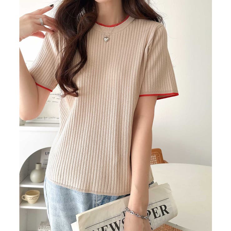 遊び心くすぐる、大人のプチ配色。袖先配色リブニット(半袖) | Classical Elf  | 詳細画像28 