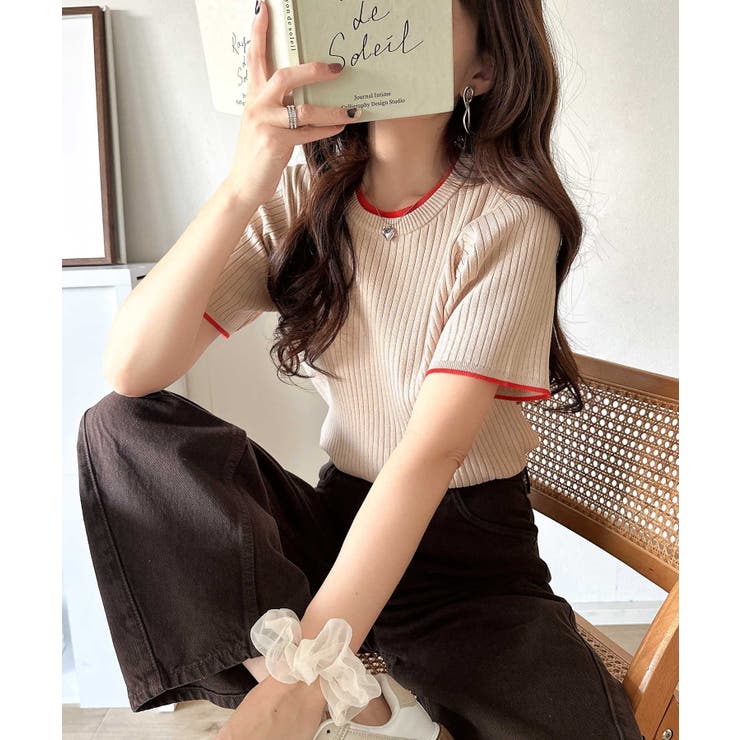 遊び心くすぐる、大人のプチ配色。袖先配色リブニット(半袖) | Classical Elf  | 詳細画像29 